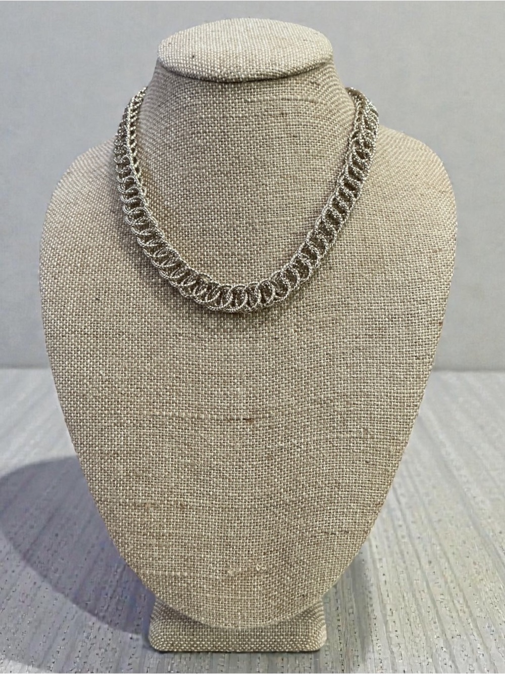 Polished Gold-Toned Gunmetal Twisted Link Necklace for Women